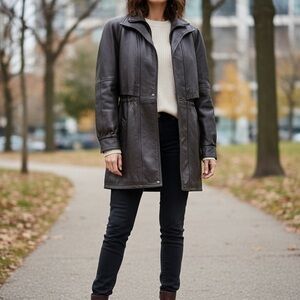 Vintage Gabriel Collection Brown Leather Coat Size Small